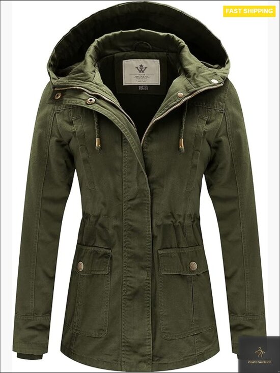 Jackets & Blazers - Slim Fit Anorak Jacket with Hood Utility Pockets Cotton Relaxed Casual Coat